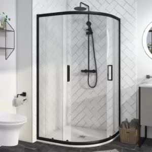 Image of 1200 x 900mm Black Offset Quadrant Shower Enclosure - Pavo