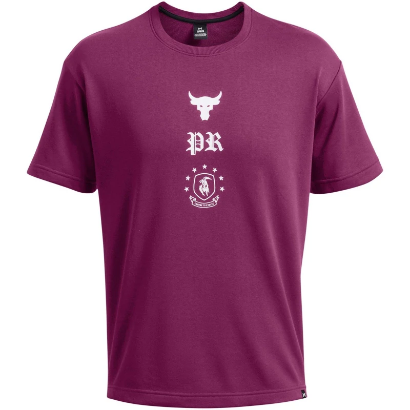 Image of Under Armour Mens Short-Sleeve Terry Regular Fit T-Shirt Purple male XS