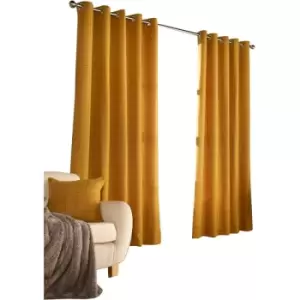 Image of Furn Ellis Ringtop Eyelet Curtains (168 x 137 cm) (Ochre) - Ochre