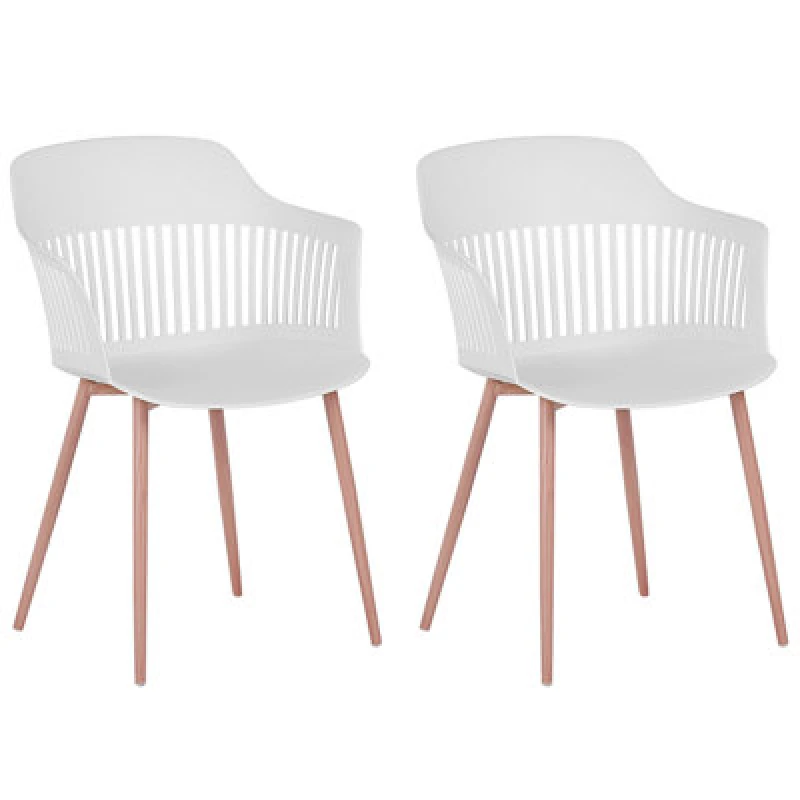 Image of Beliani Set Of 2 Dining Chairs Bereca White