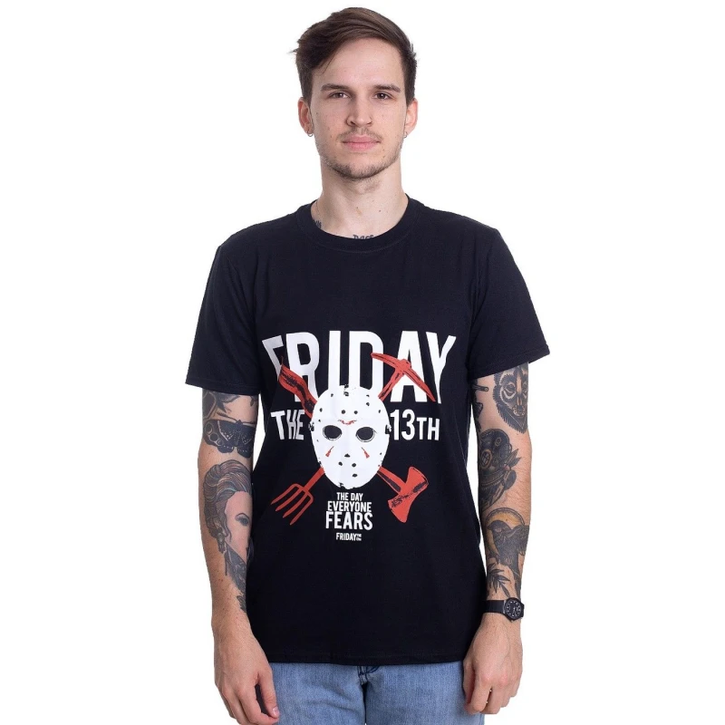 Image of Friday the 13th Mens Day Of Fear T-Shirt in Black Size: Small Black Male S