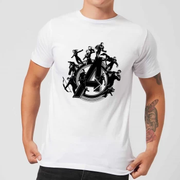 Image of Avengers Endgame Hero Circle Mens T-Shirt - White - XS