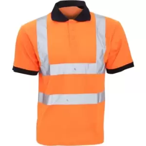Image of Yoko Hi-Vis Short Sleeve Polo Shirt / Mens Workwear (M) (Hi Vis Orange) - Hi Vis Orange