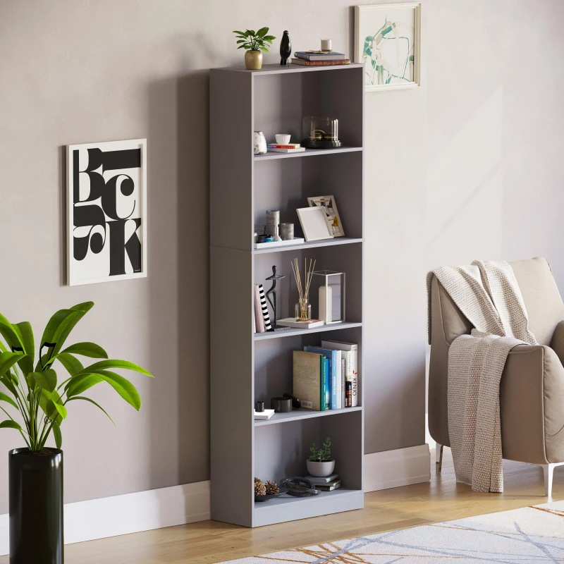 Image of Lassic Vida Designs Cambridge 5 Tier Extra Large Bookcase Grey unisex 5 Tier