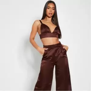 Image of I Saw It First Structured Satin Triangle Bralet - Brown