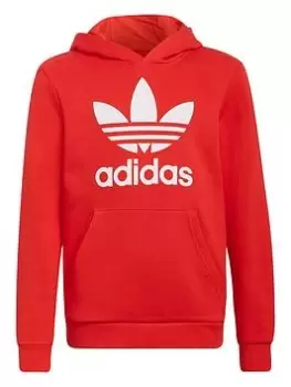Image of Boys, adidas Originals Junior Unisex Trefoil Hoody, Red/White, Size 7-8 Years