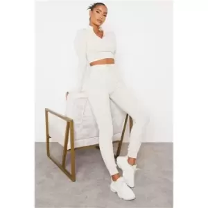 Image of I Saw It First Cream Soft Rib Slim Leg Jogger - White