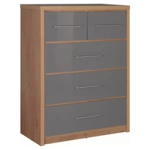 Image of Seville Grey 5 Drawer Chest Grey