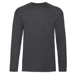 Image of Fruit Of The Loom Mens Valueweight Crew Neck Long Sleeve T-Shirt (S) (Dark Heather)