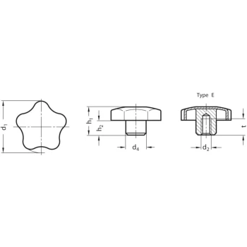 Image of GN5334-60-M12-E Star Knob ; Stainless Steel; Threaded Hole