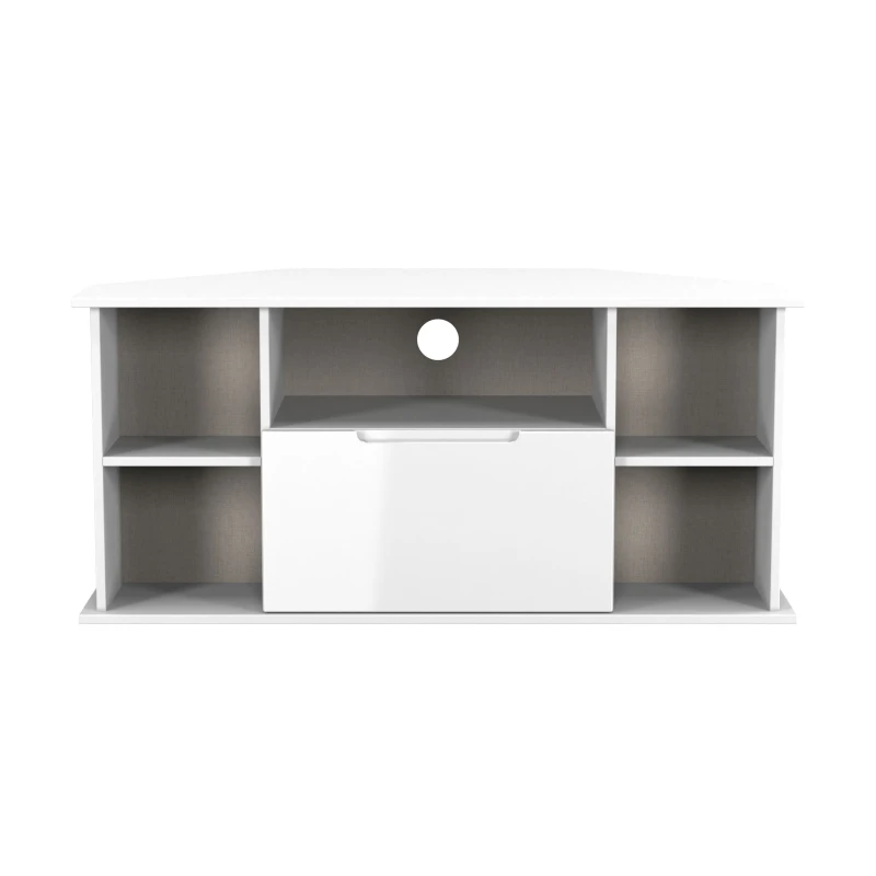 Image of Ready Assembled 2 U Lucca Corner TV Unit (Ready Assembled) in White Size: Medium White Unisex Medium
