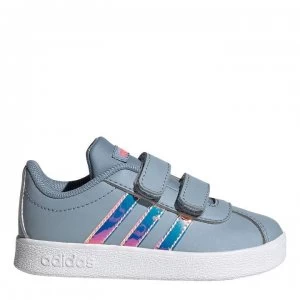 Image of adidas VL Court Nubuck Infant Girls Trainers - Blue/Iridescent