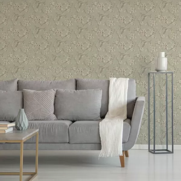 Image of Eliza Sage Floral Wallpaper - Green - Boutique