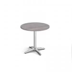 Image of Roma circular dining table with 4 leg chrome base 800mm - grey oak