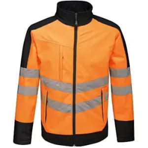 Image of Regatta Unisex Hi Vis Pro Reflective Softshell Work Jacket (XL) (Orange/Navy) - Orange/Navy