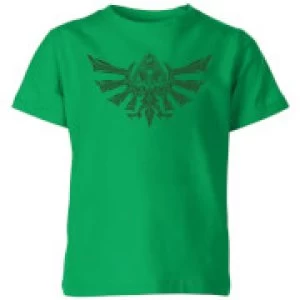 Image of Nintendo The Legend Of Zelda Tribal Hyrule Crest Kid's T-Shirt - Kelly Green - 11-12 Years