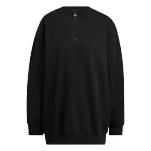 Image of adidas All-Season Fleece Oversized Crew Sweatshirt Womens - Black
