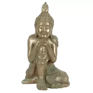 Image of Verdigris Effect Hands on Knee Garden Buddha