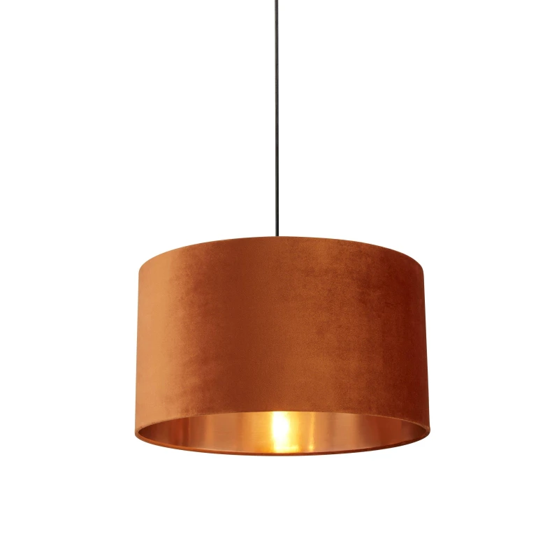 Image of Lighting Collection Velvet Drum Shade Orange unisex 50cm