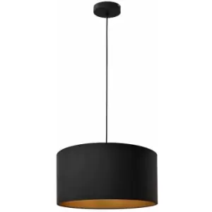 Image of Helam Alba Cylindrical Pendant Ceiling Light Black, Gold 40cm