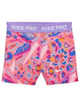 Image of Nike Girls Boy Shorts - Pink Print, Pink Print, Size XL, 13-15 Years, Women