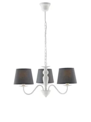 Image of FAVOLA 3 Light Chandeliers with Shades White, Fabric 56x30cm