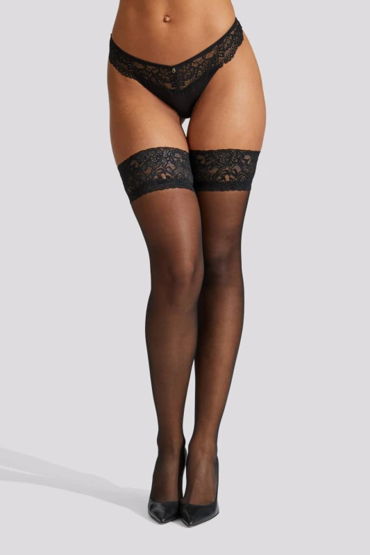 Image of Ann Summers Womens Lace Top Seamed Hold Ups Size: Medium Multicolor Female M