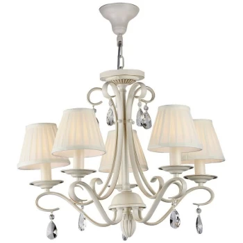 Image of Maytoni Lighting - Brionia Chandelier Beige with Pleated Satin Shades, 5 Light, E14