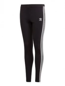 Image of adidas Originals Girls Solid Leggings - Black, Size 14-15 Years, Women