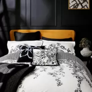 Image of Ted Baker Elegance Floral Border Double Duvet Cover, Mono