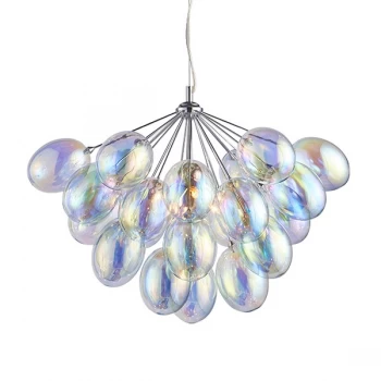 Image of Pendant Chrome Effect Plate & Dichroic Glass 6 Light Dimmable IP20 - G9