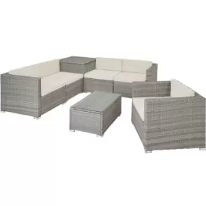 Image of Tectake Rattan Garden Furniture Lounge Pisa - Light Grey