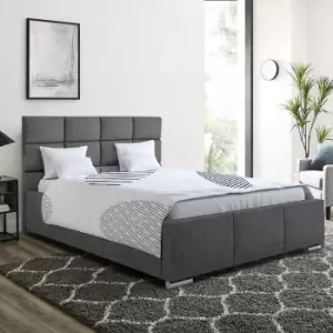Image of Gerali Upholstered Beds - Plush Velvet, Small Double Size Frame, Grey - Grey
