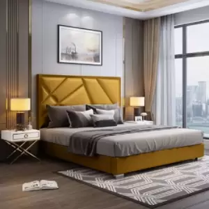 Image of Crina Bed Single Plush Velvet Mustard