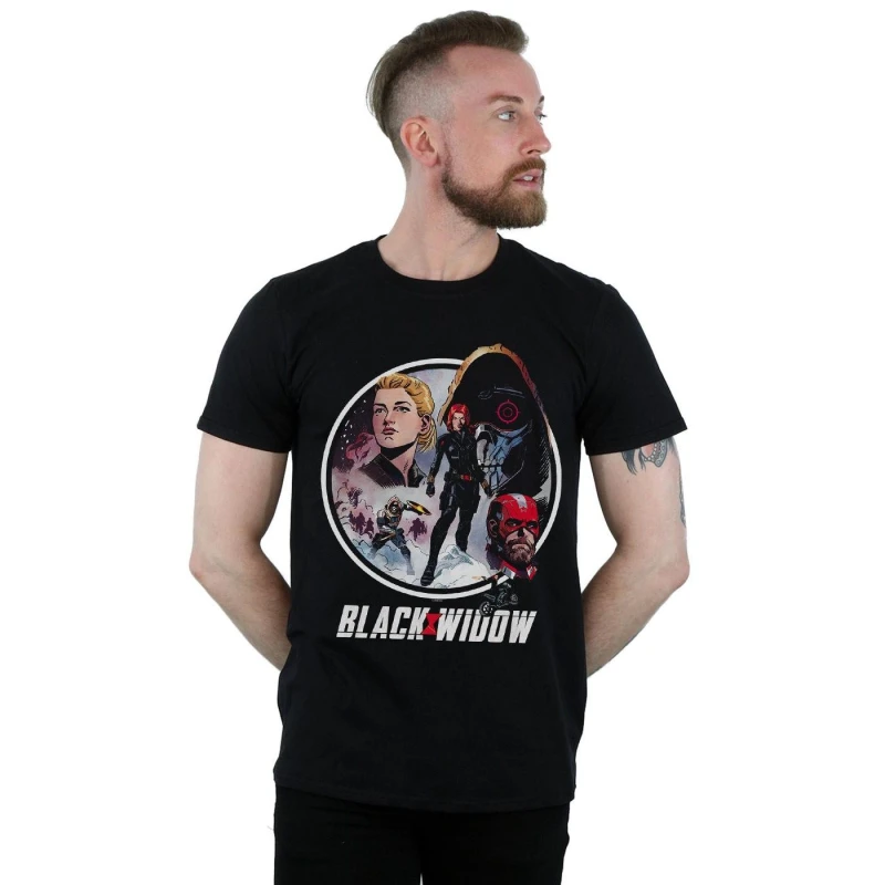 Image of Marvel Marvel Men Black Widow Movie Vintage Circle T-Shirt Size: Small Black S Male 5059400783315