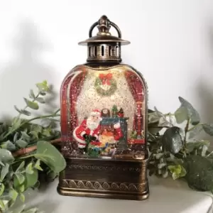 Image of Snowtime - 24cm Vintage Christmas Santa Snow Globe Lantern LED Light Up Water Spinner