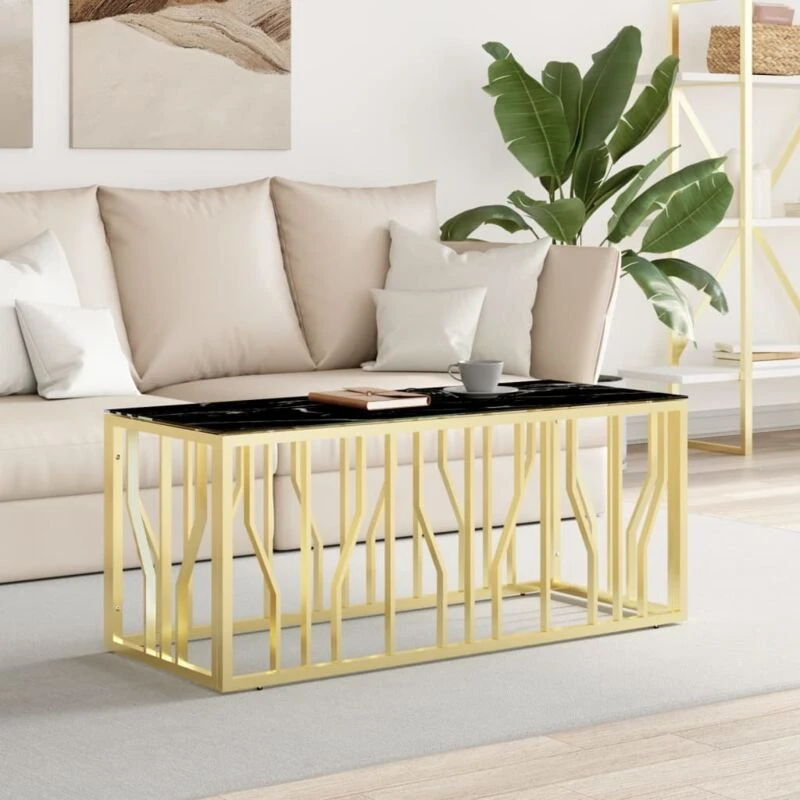 Image of Vidaxl Coffee Table Gold 110X45X45cm Stainless Steel And Glass, Gold 350052