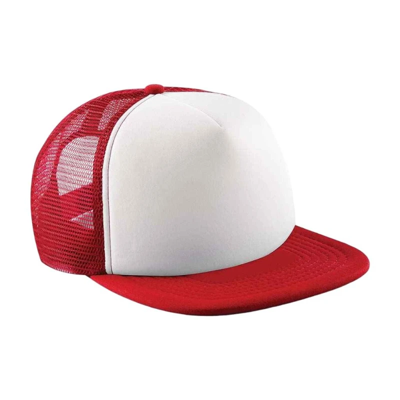 Image of Beechfield Vintage Snapback Trucker Cap in Red Red Unisex One Size