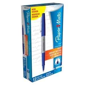 Image of Paper Mate Flair Ultra Fine Felt Tip Pens Blue Pack of 12