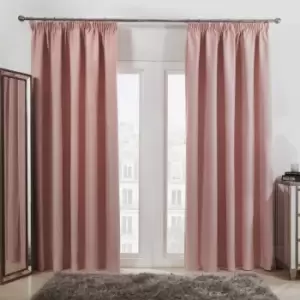 Image of Dreamscene Pencil Pleat Blackout Curtains Pair Of Ready Made Thermal Tape Top Blush Pink 66" Wide X 90" Drop