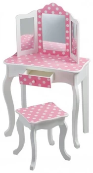Image of Teamson Kids Fashion Prints Vanity Table Stool Polka Dot.