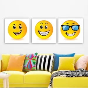Image of PEMOJI1 Multicolor Decorative Canvas Painting (3 Pieces)