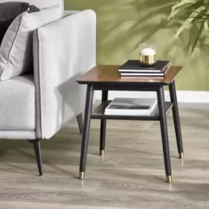 Image of Julian Bowen Findlay Lamp Table With Shelf Walnut And Black