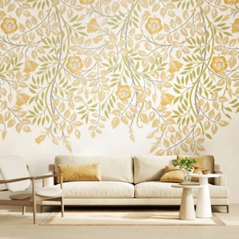 Image of Origin Murals Cascading Rosehip - Gold And Olive Matt Smooth Paste The Wall Mural 350Cm Wide X 280Cm High