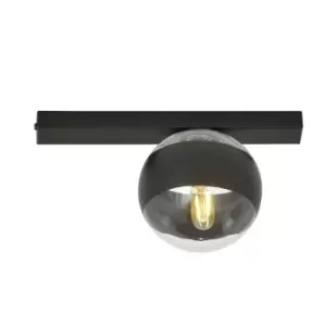 Image of Fit Black Globe Ceiling Light with Clear,Black Glass Shades, 1x E14