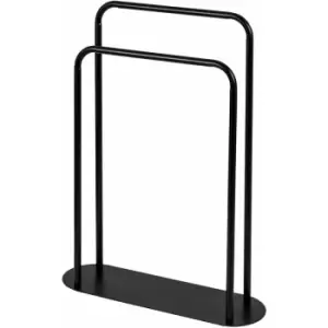 Image of Aspen Freestanding Black Double Towel Stand - Black
