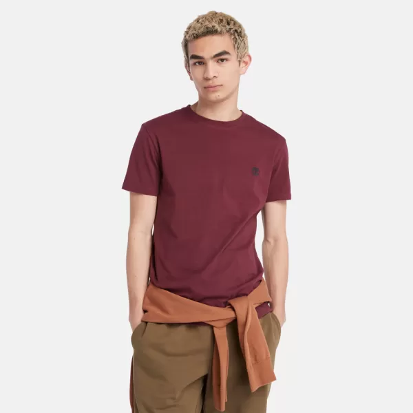 Image of Timberland Dunstan River Crewneck T-Shirt For Men In Burgundy Burgundy, Size XXL