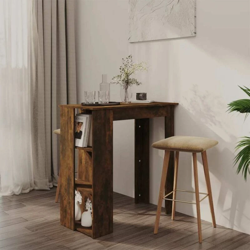 Image of VIDAXL Bar Table with Shelf Smoked Oak 102x50x103.5cm Engineered Wood Vidaxl 8720286836477