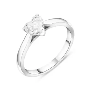 Image of Platinum 0.71ct Diamond Heart Cut Solitaire Ring