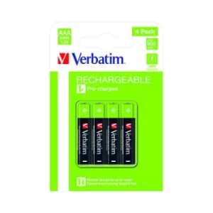 Image of Verbatim AAA Rechargeable Batteries (Pack of 4) 49514